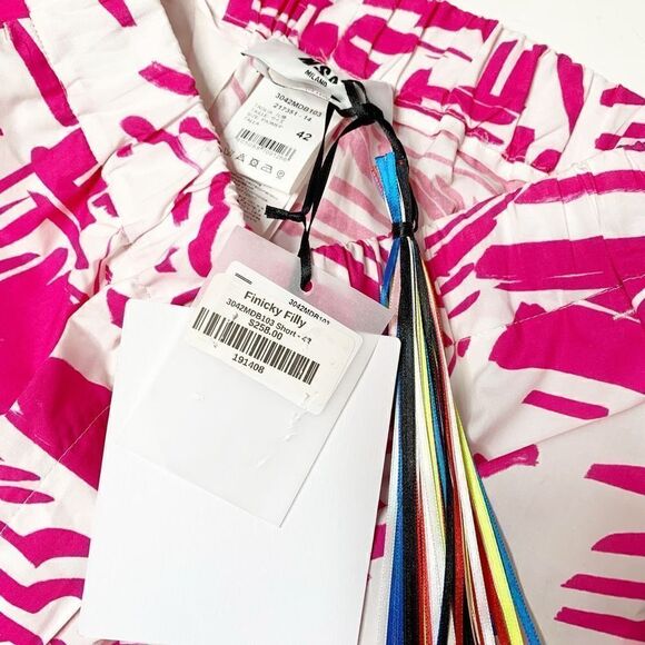 MSGM Summer Brushed Motif Elastic Waist Short Pink White Shorts Women’s Size 42 - Picture 8 of 12